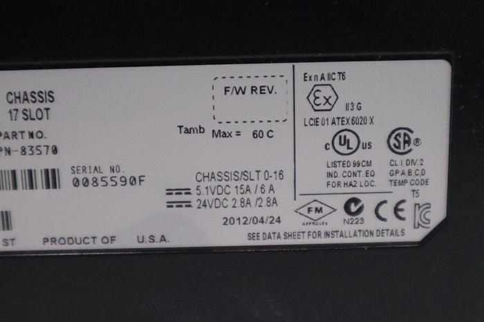 Used ALLEN BRADLEY 1756-PB72/C 1756-A17/B CHASSIS 17-SLOT PLC STOCK 5714