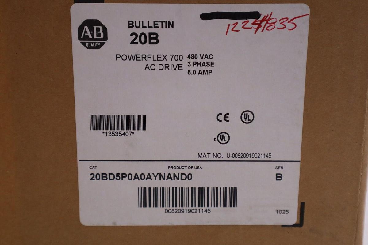 NEW ALLEN BRADLEY POWERFLEX 700 20BD5P0A0AYNAND0 480V 3 HP #1858A