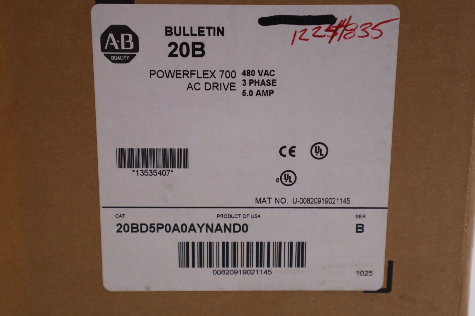 NEW ALLEN BRADLEY POWERFLEX 700 20BD5P0A0AYNAND0 480V 3 HP  #1858A