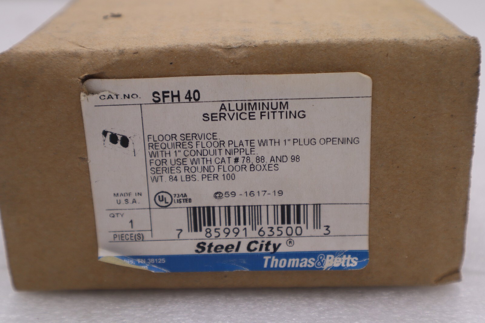Used Thomas & Betts  SFH -40 Steel City Aluminum Service Fitting  #3677