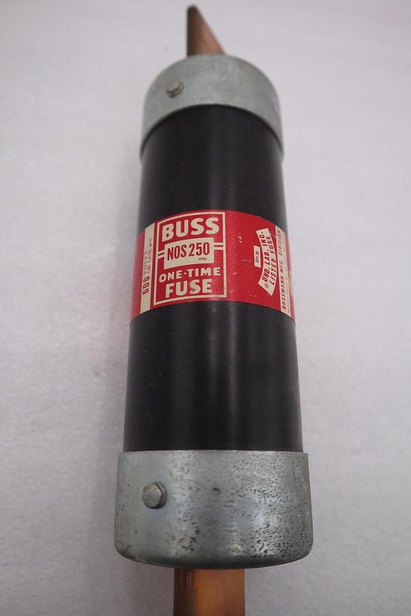 Used NEW OPEN BOX Cooper Bussmann NOS-250 Fuse, Buss One Time STOCK 2158-A