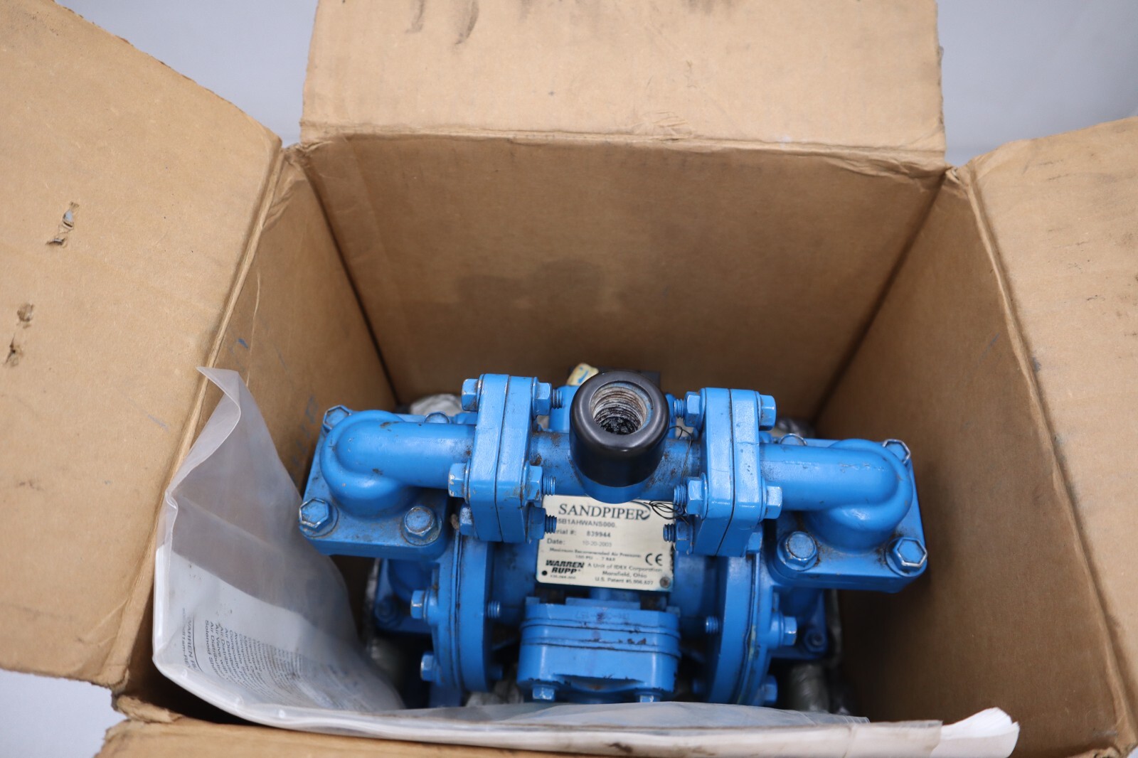 Used SANDPIPER WARREN RUPP ALUMINUM S05B1AHWANS000 METALLIC BALL VALVE STK H229