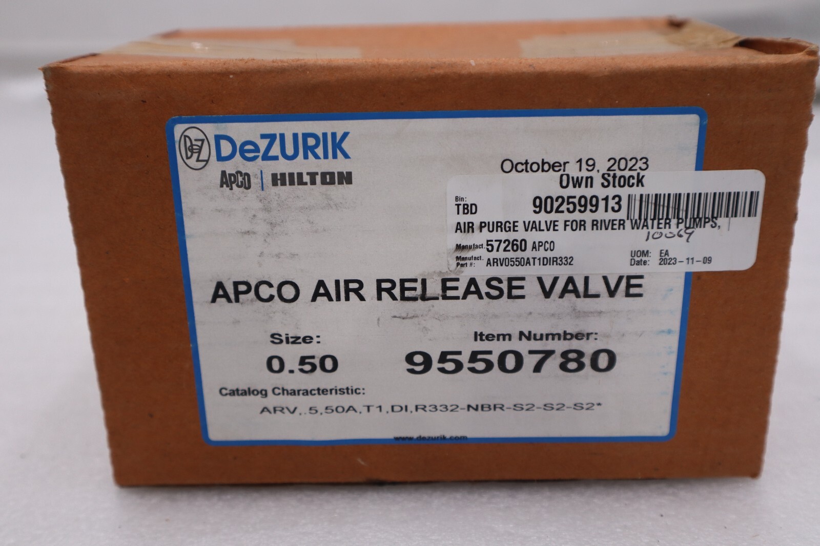 Dezurik 9550780 Apco Air Release Valve Size 0.5 NEW UNIT STOCK 5582A