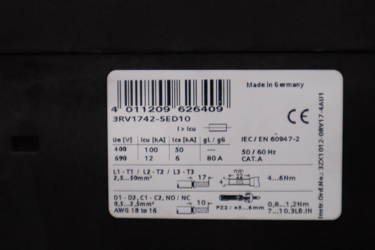 Used Siemens 3RV1742-5ED10 Circuit Breaker 30AMP STOCK H1427