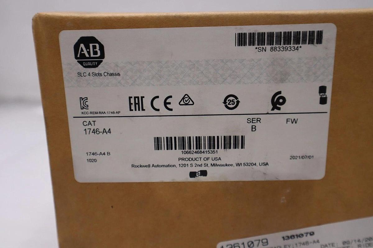 Allen Bradley,1746-A4,4 Slot SLC500 Rack FACTORY SEAL NEW UNIT H21A