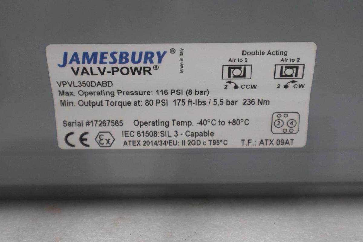 JAMESBURY VPVL350DABD 116PSI VALV POWR NEW OPEN BOX STOCK GF928