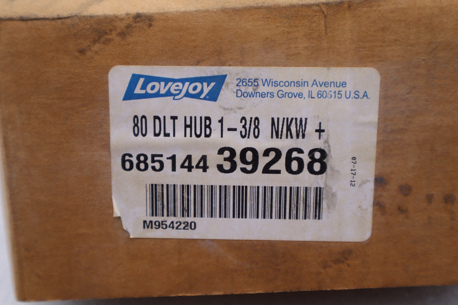 Used LOVEJOY 685144 39268 80 DLT HUB 1 -3/8 COUPLING STOCK #3258