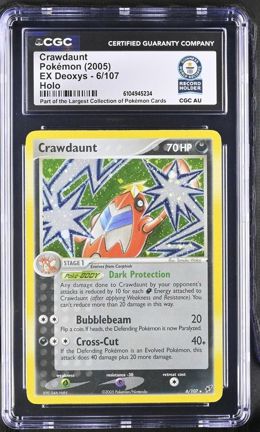 Used 2005 Pokemon Crawdaunt Holo Rare ex Deoxys #6/107 CGC GUINNESS WORLD RECORD 1/1