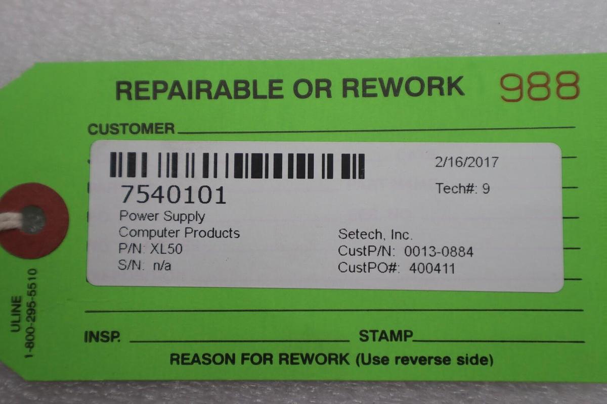 Power Supply Computer Products 7540101 Part Number XL50  Stock #2771