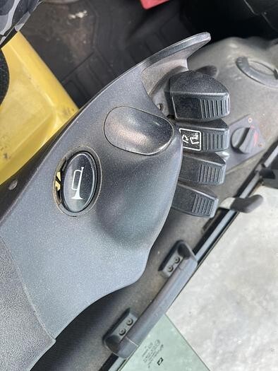 Used 12,000 POUND HYSTER MODEL S120FTPRS ENCLOSED CAB ROLL CLAMP FORKLIFT MFG. 2017
