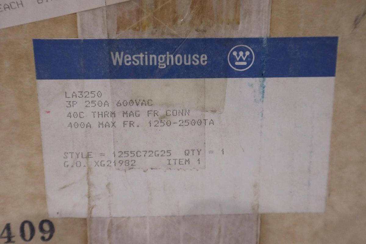 Used NEW IN BOX WESTINGHOUSE LA325 CIRCUIT BREAKER 250 AMP 3 POLE 600VAC STOCK G500