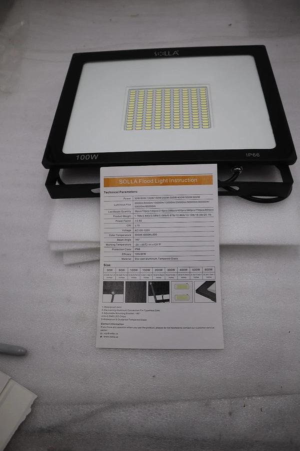 SOLLAR IP66 Waterproof 100W LED Flood Lights - STOCK 1929CC