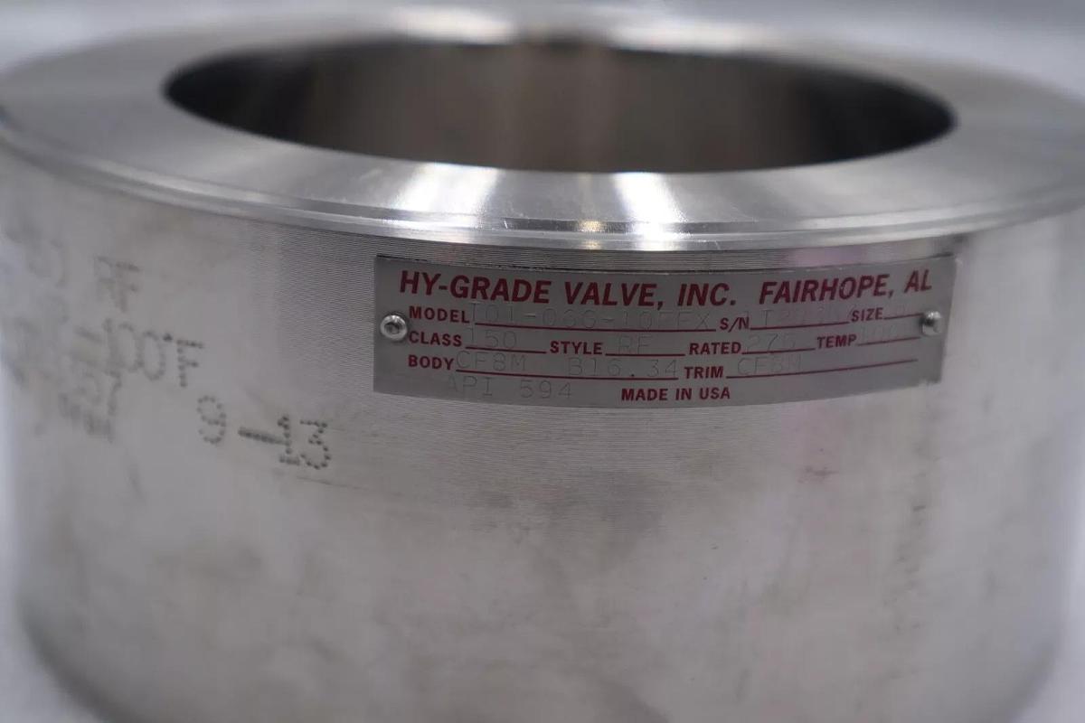 Hy-Grade Valve Inc Stainless Steel T01-06G-10FFX S/N 1T28357 Class 150 NEW #2570