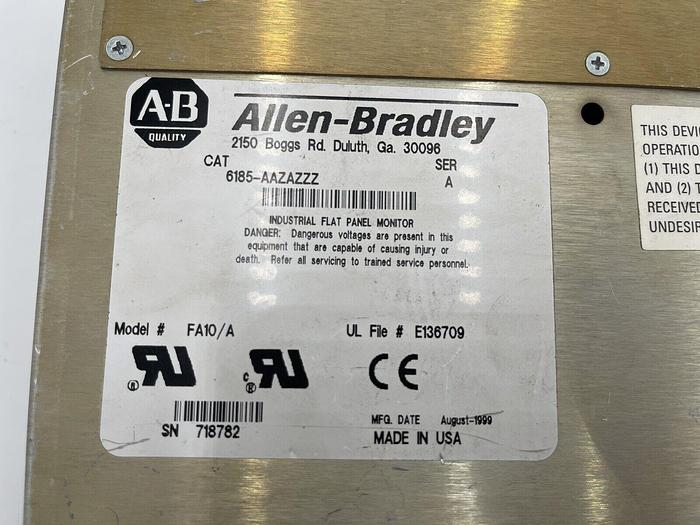 Used 6185-AAZAZZZ ALLEN BRADLEY TOUCHSCEEN PANEL MONITOR STOCK 1257