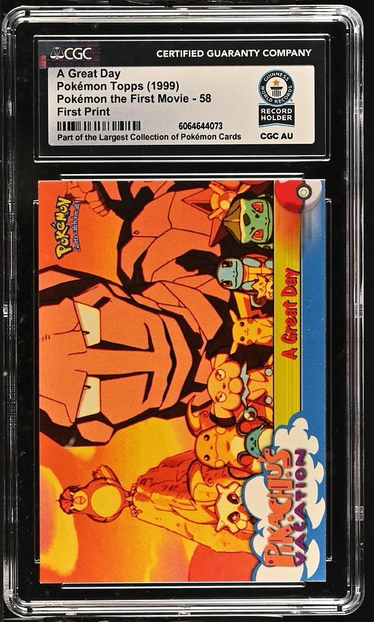 Used 1999 TOPPS POKEMON THE MOVIE A GREAT DAY #58 MOVIE EDITION CGC WORLD RECORD 1/1