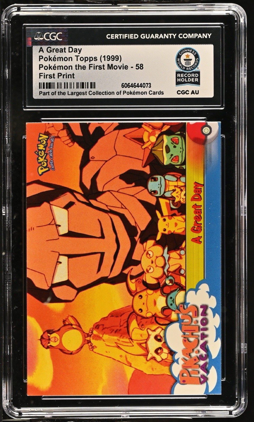 Used 1999 TOPPS POKEMON THE MOVIE A GREAT DAY #58 MOVIE EDITION CGC WORLD RECORD 1/1