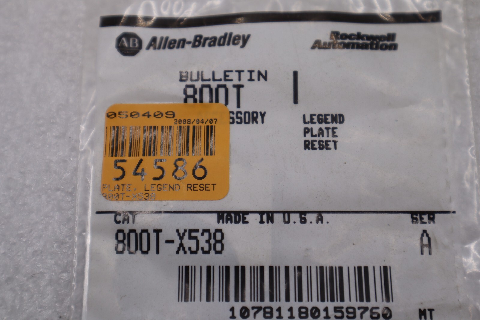 ALLEN BRADLEY 800T-X538 SER. A NEW LOT OF 30 UNITS STOCK K-2554
