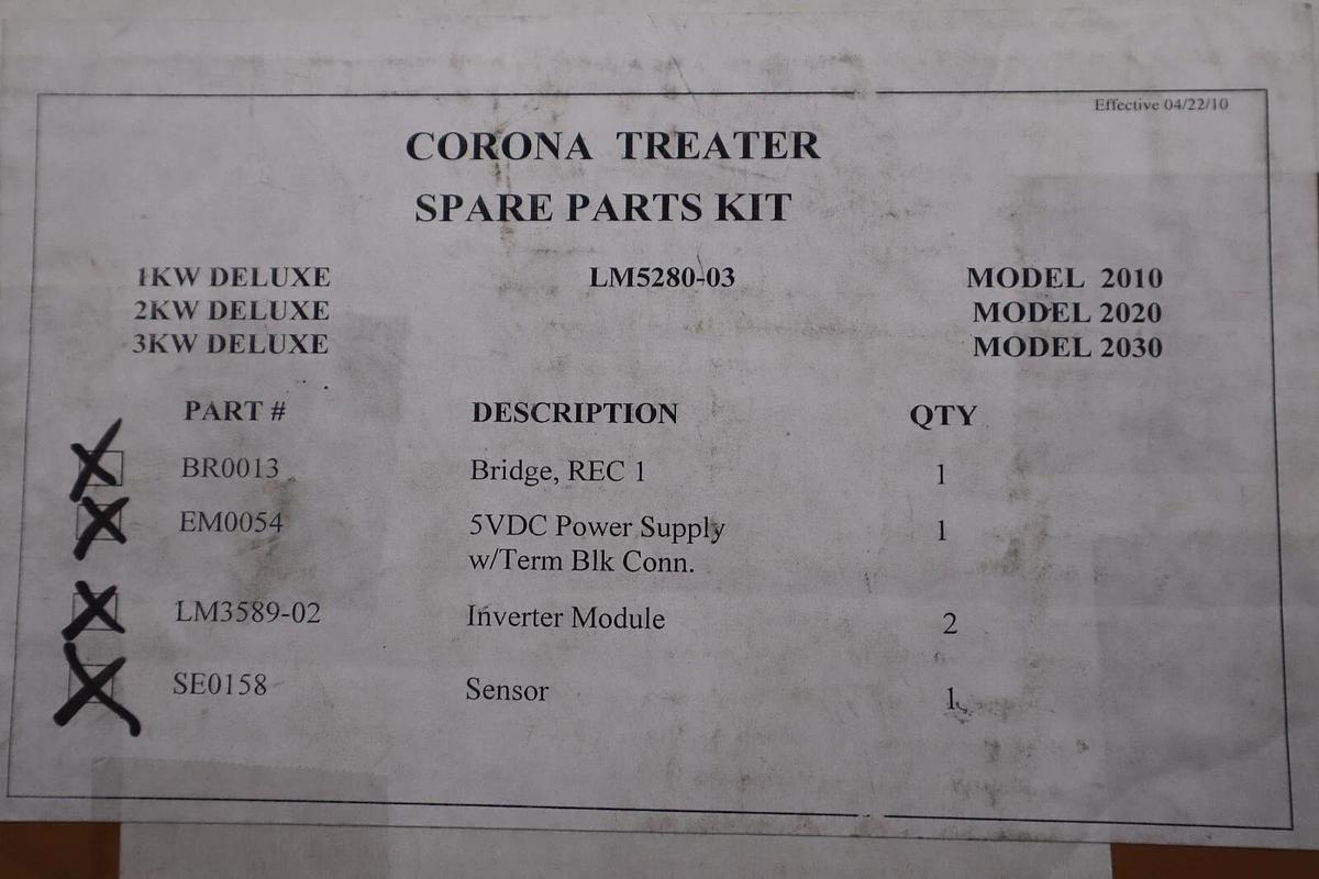 CORONA TREATER SPARE PARTS KIT LM5280-03 STOCK 5153