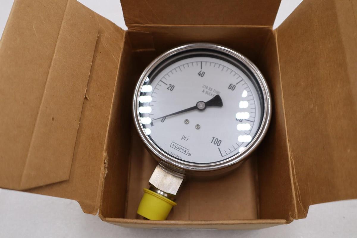 NEW Noshok 316 SS Tube and Socket Pressure Gauge 0-100 PSI STOCK H457
