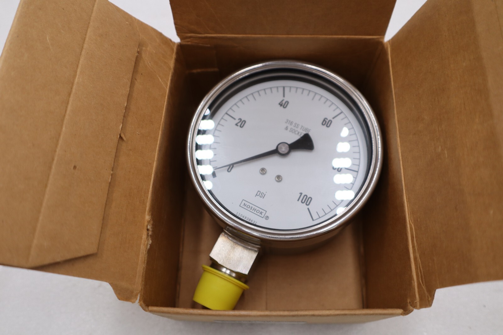NEW Noshok 316 SS Tube and Socket Pressure Gauge 0-100 PSI STOCK H457