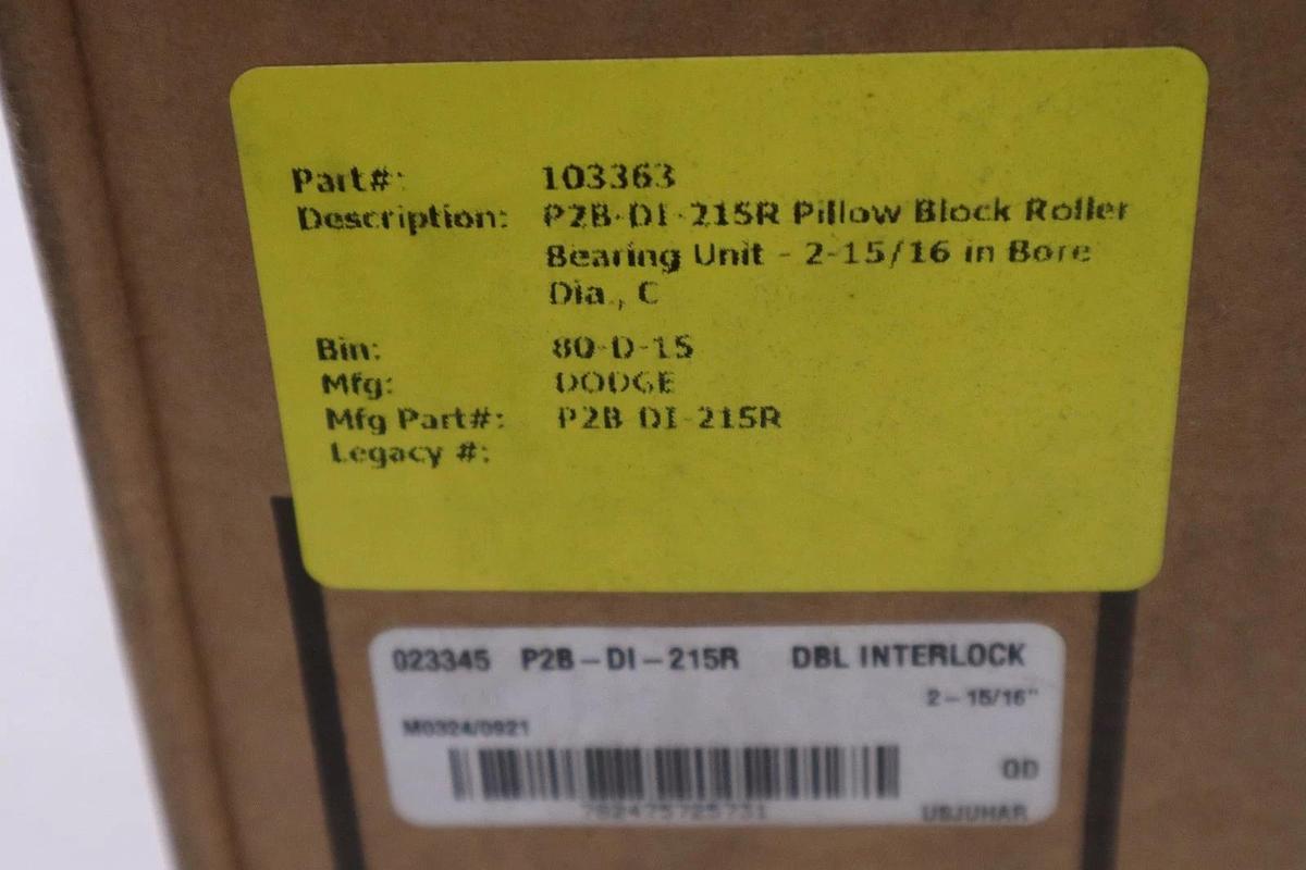 Used P2B-DI-215R DOUBLE INTERLOCK PILLOW BLOCK - DODGE - 023345  NEW UNIT #CC34
