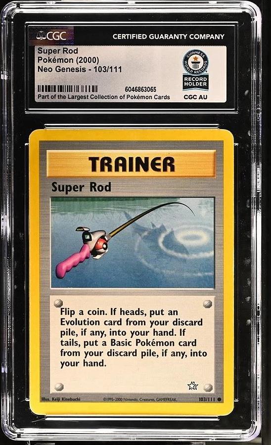 Used Super Rod 103/111 Common Neo Genesis Pokemon Unlimited CGC WORLD RECORD 1/1