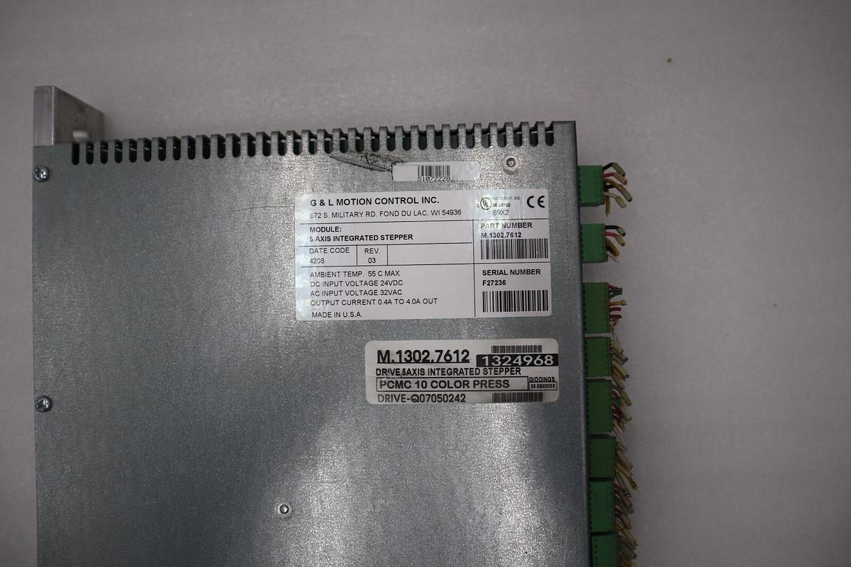 Used G & L MOTION CONTROL M.1302.7612 5-Axis Integrated Stepper 32Vac STOCK 5142A