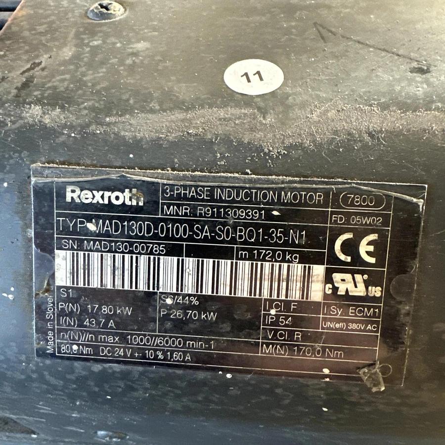 Used Rexroth R911309391 Servo Induction Motor MAD130D-0100-SA-S0-BQ1-35-N1 #HP130