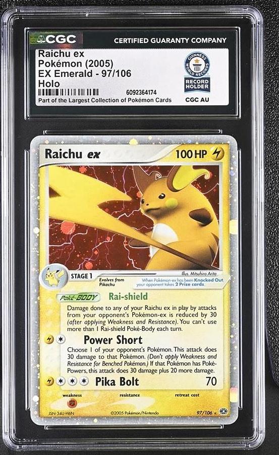 Used 2005 Pokémon EX Emerald- RAICHU EX #97 ULTRA RARE HOLO CGC WORLD RECORD 1/1