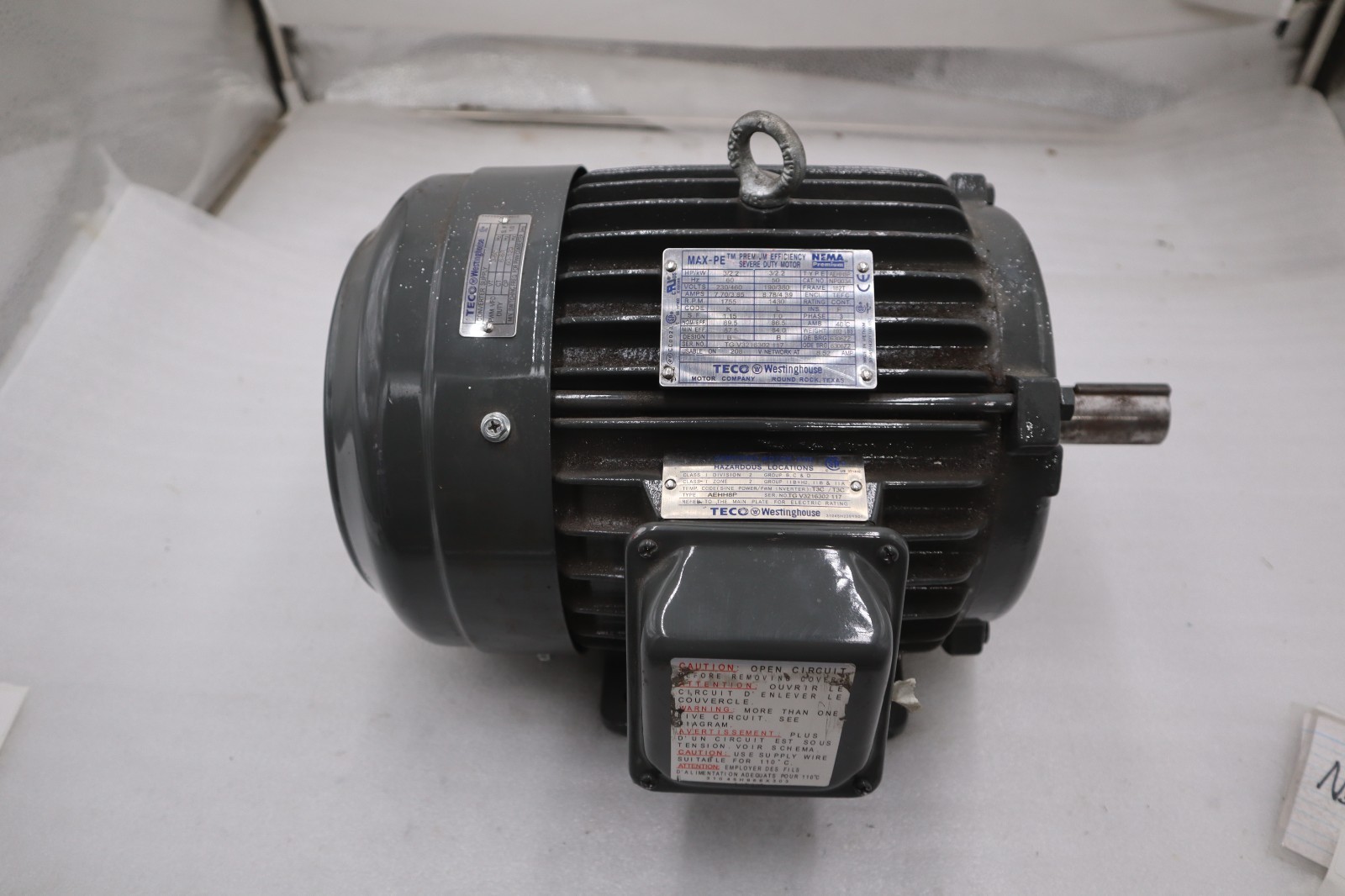 TECO-Westinghouse MAX-PE NP0034 TYPE AEHH8P 182T - STOCK 2698A