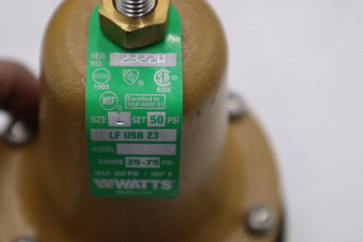 Used WATTS 1 LFU5B-Z3 50PSI 1" WATER PRESSURE REDUCING VALVE-THD - STOCK GF448