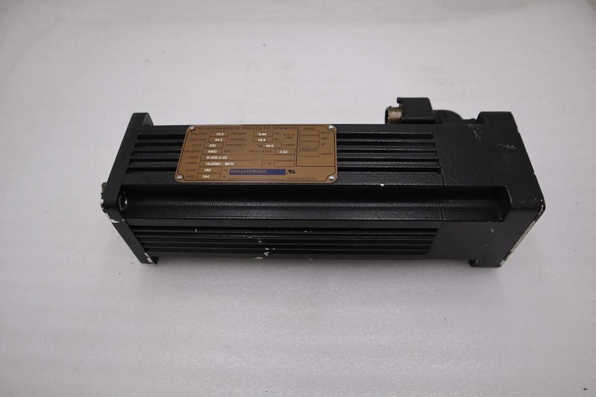 Used KOLLMORGEN B-206-C-22 Goldline Brushless P.M Servomotor STOCK H1197