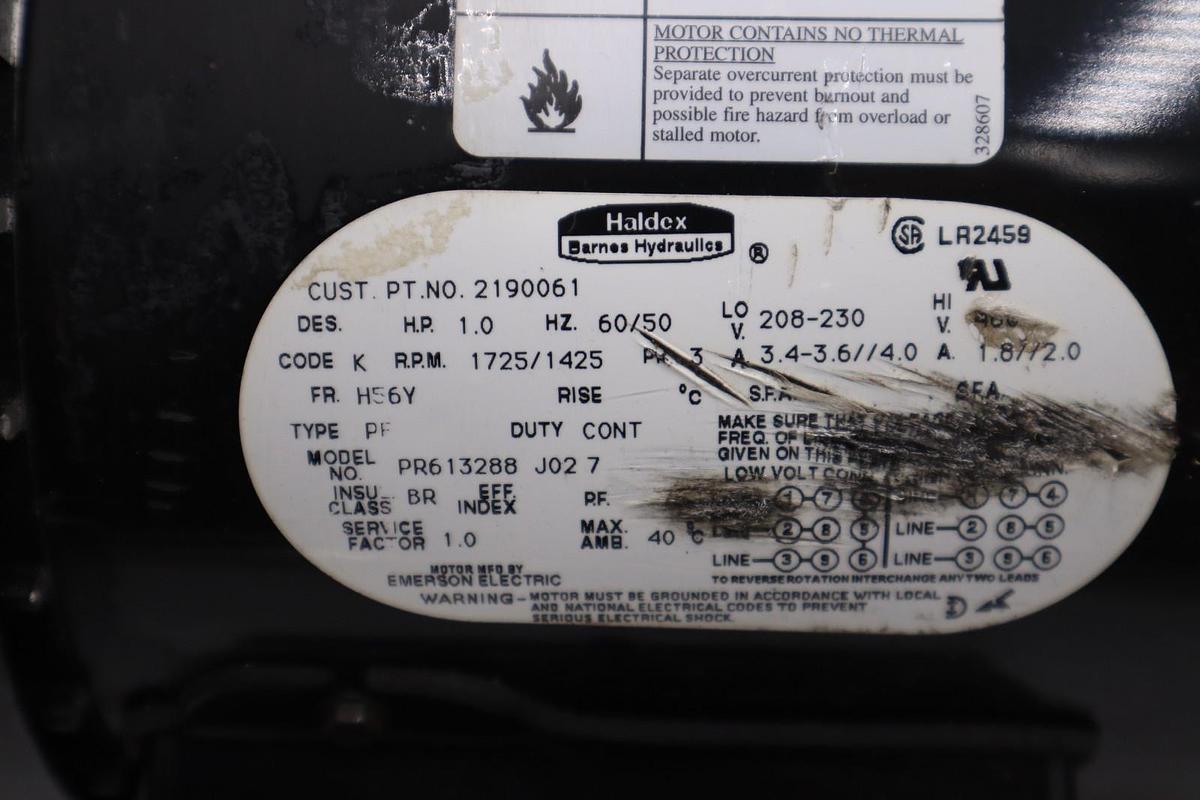Used Haldex Hydraulics 1300233 1HP/3PH/1725 Motor STOCK H1180