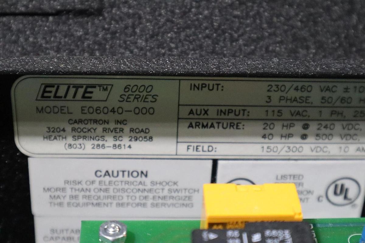 Carotron E06040-000 ELITE D.C. MOTOR CONTROLLER WITH CABINET NEW STOCK S-575