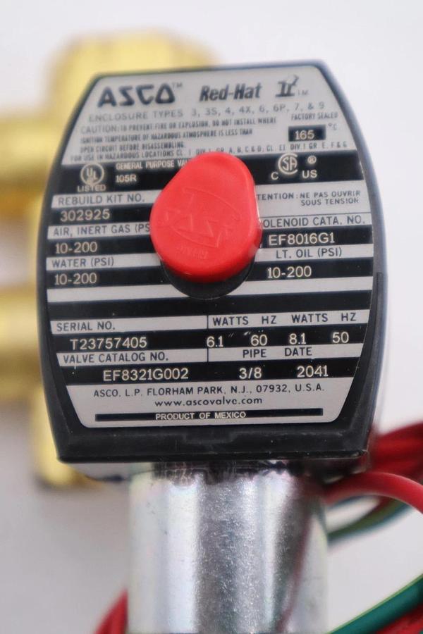 Used ASCO EF8321G002 Solenoid Valve  3-Way NC 3/8"  NEW UNIT STOCK H1175A