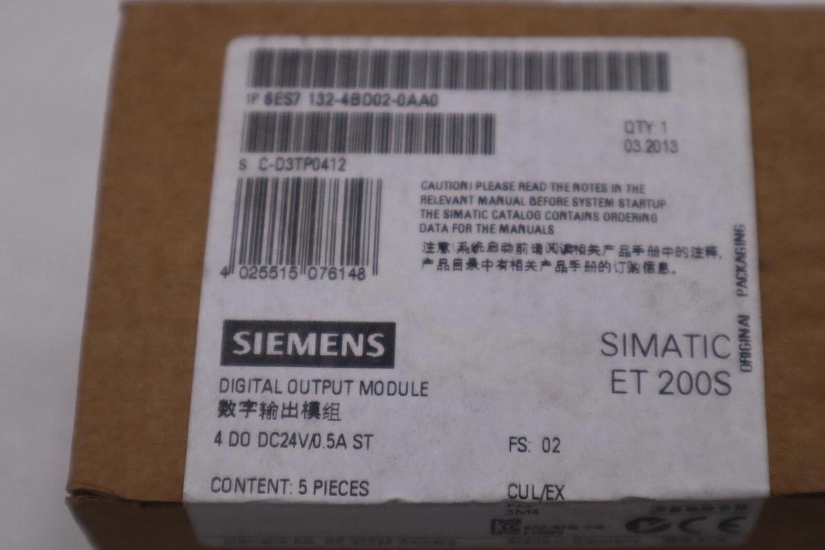 Used NEW (BOX OF 5) Siemens 6ES7 132-4BD02-0AA0 Digital Output Module STOCK G410A