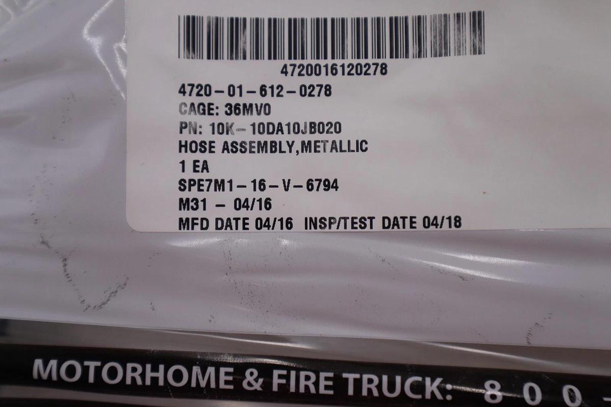 Used SPARTAN 4720-01-612-0278 HOSE ASSEMBLY #2745