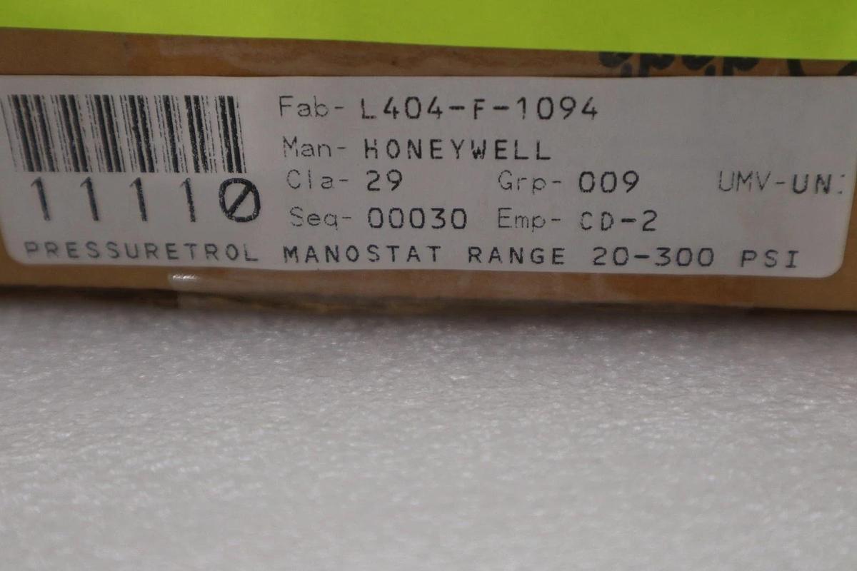 NEW OPEN BOX Honeywell L404F 1094 Pressure Control Switch STOCK SGF151