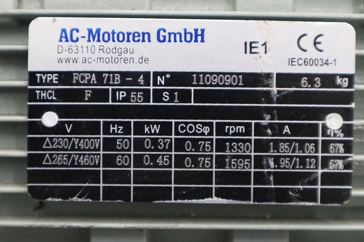 FCPA718-4 MOTOR PUMP 220-280/380-480VAC 50/60HZ 1.84A 1680RPM STOCK H991