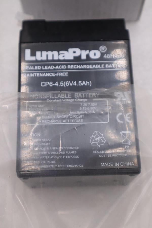 Used NEW OPEN BOX LUMAPRO 48H470 SEALED LEAD ACID RECHARGEABLE BATTERY K-775CC