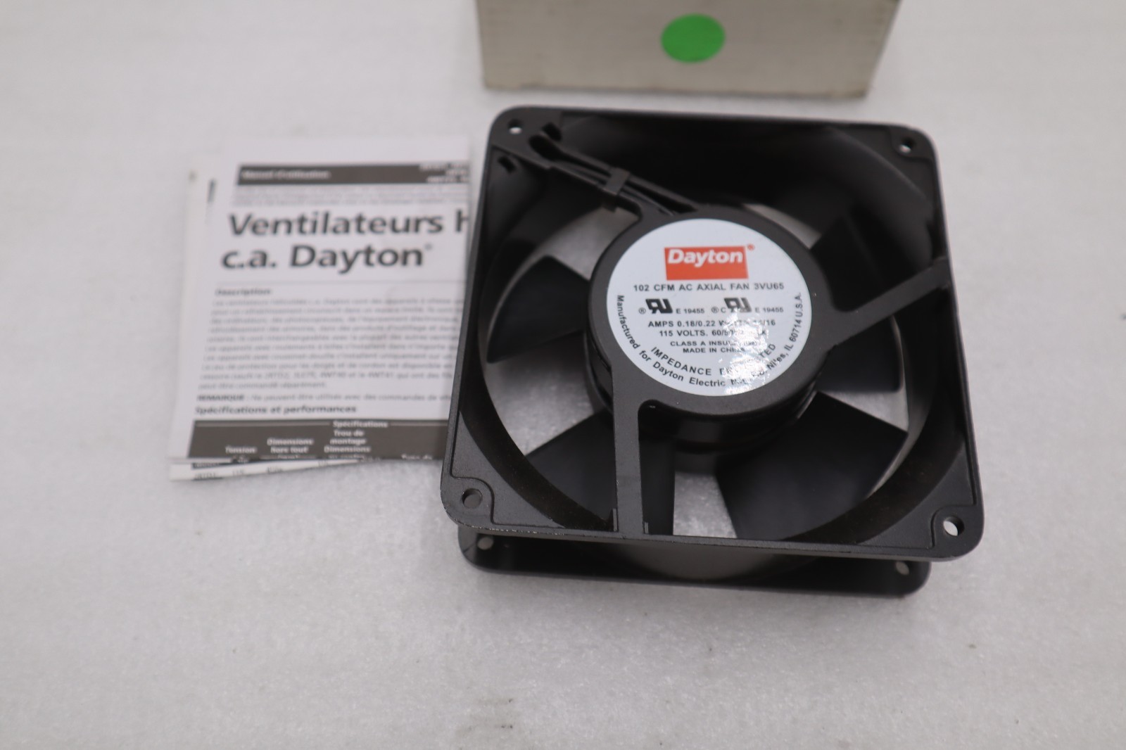 Used New OPEN BOX Dayton 3VU65 AC Axial Fan 115V CFM:102 STK K4034CC