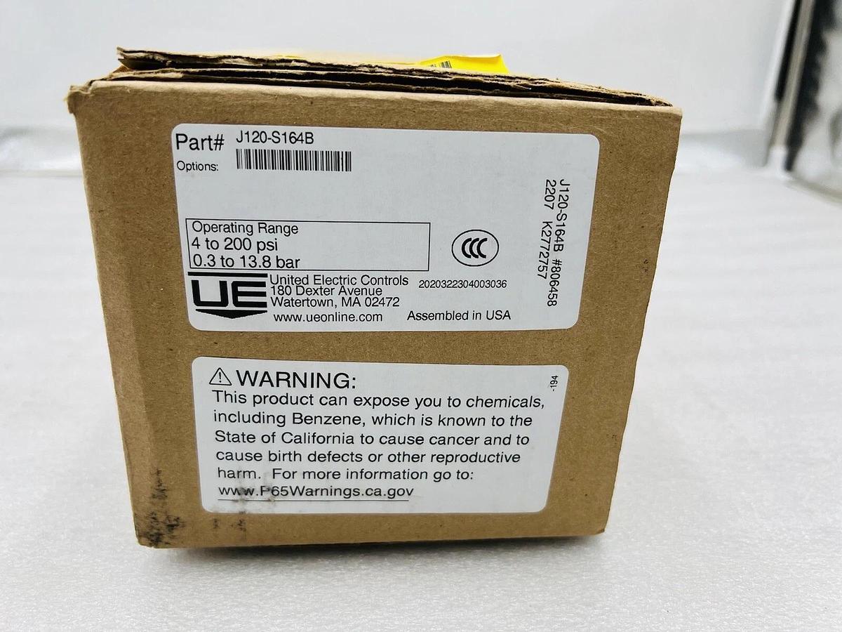 UE J120-S164B Pressure Switch 4 To 200 PSI 15A 480VAC STOCK 3783