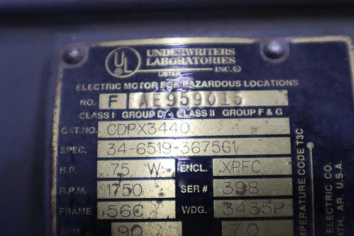 Used UNDERWRITERS LABORATORIES CDPX3440 H.P 75W R.P.M 1750 STOCK M-69