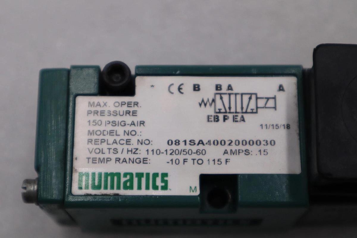 NUMATICS 081SA4002000030 110-120V .15A 150PSI STOCK H1034A