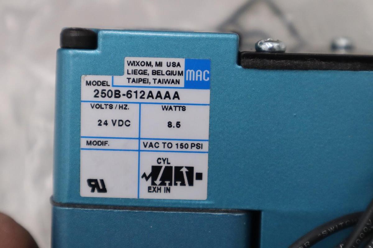 NEW MAC 250B-612AAAA SOLENOID VALVE 24VDC 25-150PSI 8.5WATT STOCK H295A