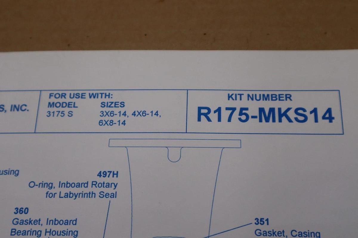 Used Goulds Pumps R175-MKS14 Pump Maintenance Repair Kit - STOCK GF667