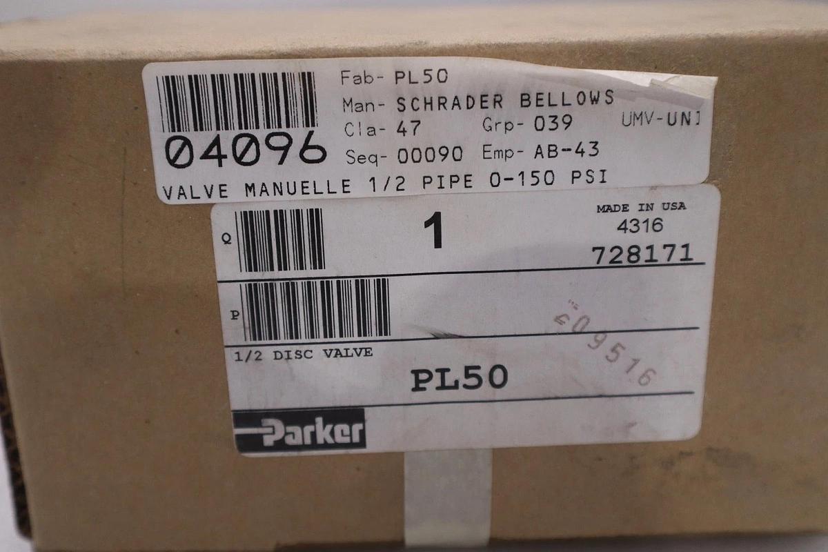 Used Parker PL50 4-Way Manual Air Control Valve Rotary Handle - STOCK GF487A