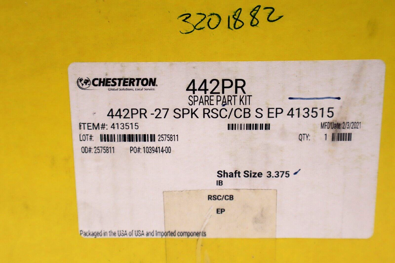 CHESTERTON 442PR SPARE PART KIT SHAFT SIZE 3.375 STOCK #1115A