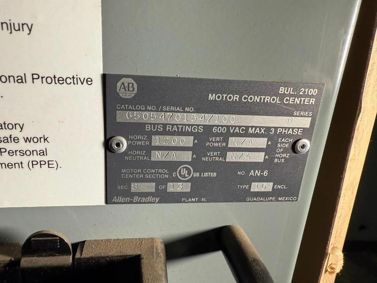 Used NEW ALLEN-BRADLEY MCC ENCLOSURE W/ 60HP POWERFLEX 755 DRIVE 20G1ANE063AN0NNNNN