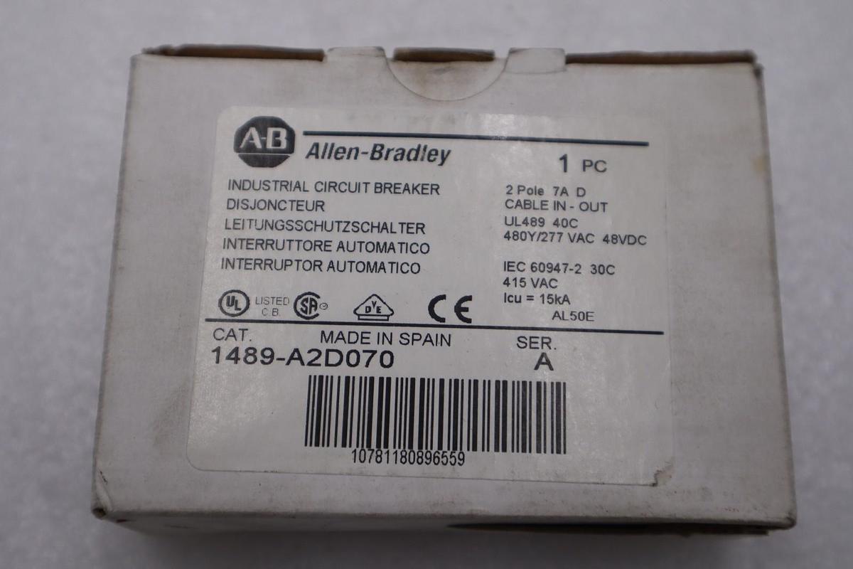 Used NEW OPEN BOX AB Allen Bradley 1489-A2D070 Circuit Breaker STOCK H255A